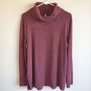 Falls Creek Size L Maroon Cowl Neck Lightweight Long Sleeve Sweater